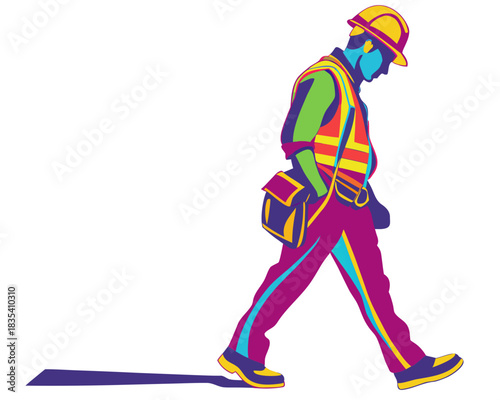 Construction worker silhouette vector illustration isolated on white background