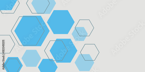 Abstract blue hexagon banner background.