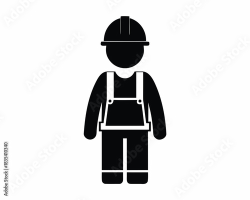 Construction worker icon  silhouette vector illustration isolated on white background