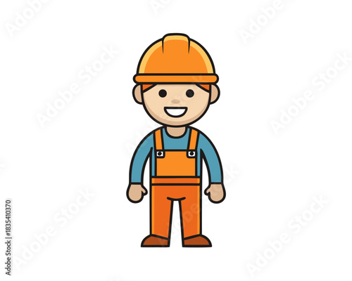 Construction worker vector illustration isolated on white background