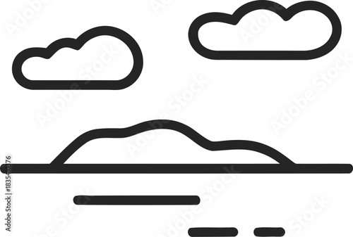 Minimalist landscape outline icon simple flat vector design isolated on transparent Background for weather forecast or app design