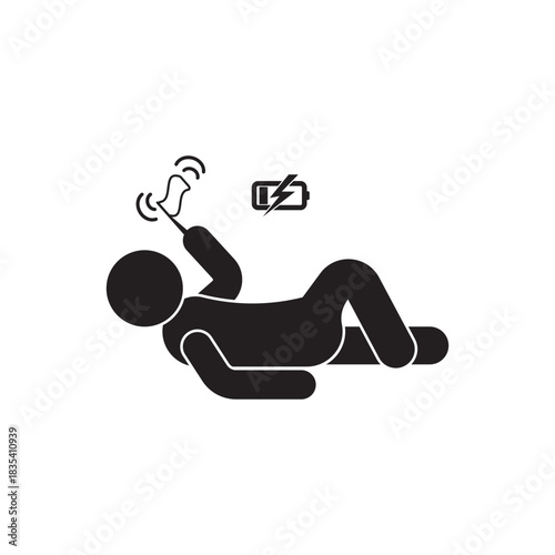 Tired person line icon set, fatigue or exhausted, lack battery energy, low charge, burnout workplace, stress - icon vector