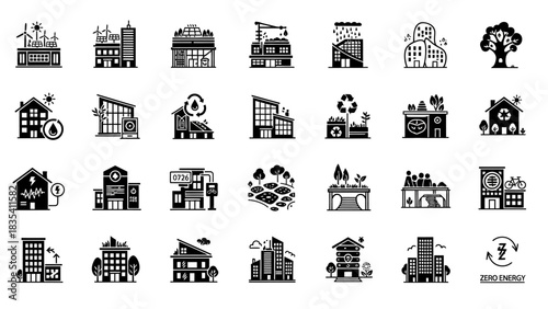 Sustainable urban living and eco-friendly building design showcasing green infrastructure and