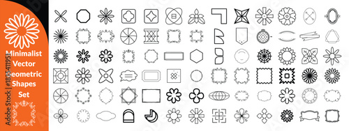 Minimalist Vector Geometric Shapes Set. Modern Symbols, Labels and Icons. Stars, Flowers and Circles with ZigZag Edge   big set design .