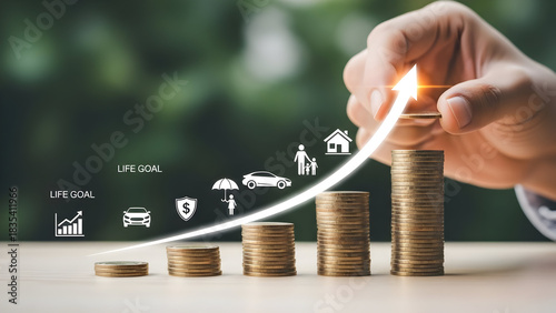 Grow your savings with consistent investments achieving key life goals like owning a home, car, and securing family's future with financial protection