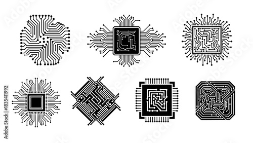 Vector illustration set of circuit board design element for technology concept for the modern era
