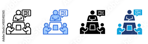 Meeting Leader icon Multi Style Vector Illustration