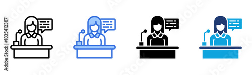 Female Speaker icon Multi Style Vector Illustration