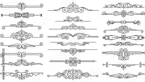 Elegant dividers collection, set of decorative ornate vector design elements, for invitations or