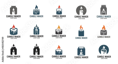 Diverse Candle Maker Logo Designs Showcasing Unique Candle Icons and Branding Potential