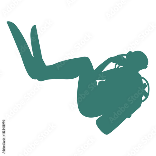 Scuba diver realistic silhouette