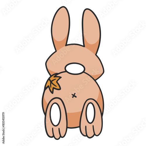 Cute autumn butt bunny character