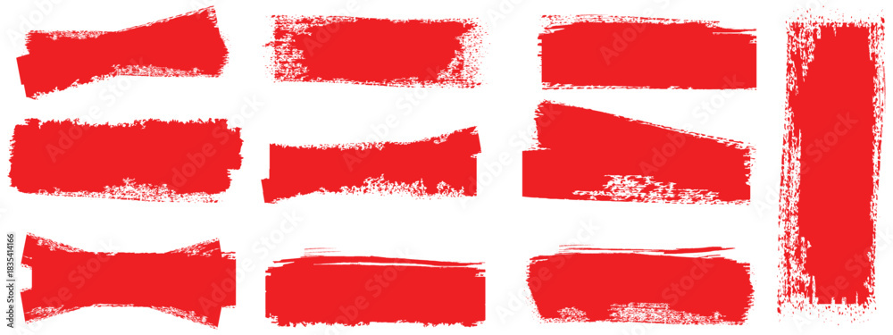 Εκτύπωση καμβά Set of grunge red paint, ink brush strokes