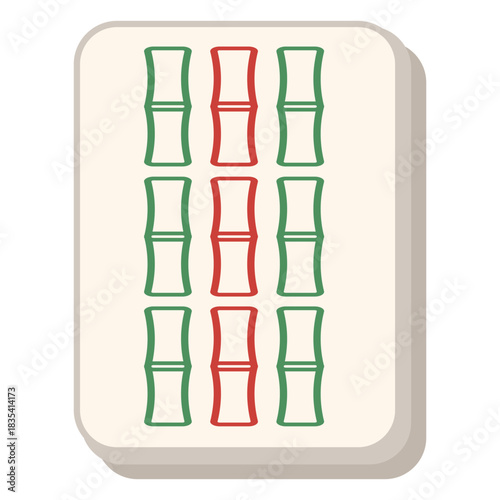 Mahjong nine of bamboo tile