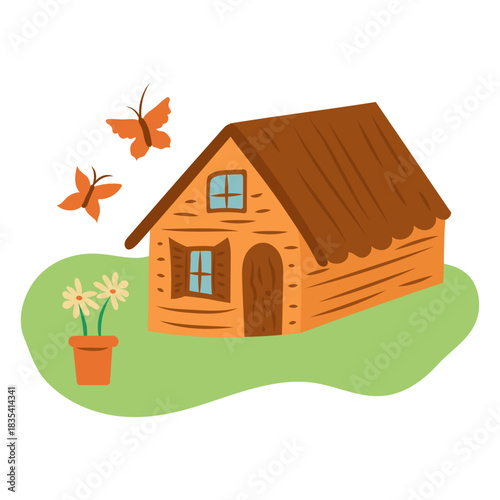 Cottagecore wilderness butterflies cabin