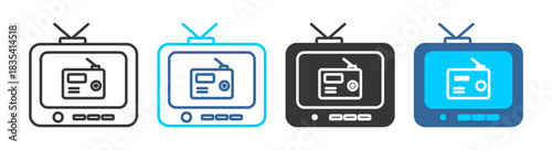 radio+tv  icon set multiple style collection	