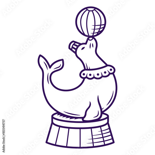 Circus seal doing ball trick