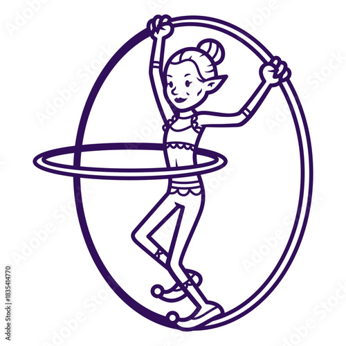 Circus monster doing hula hoop