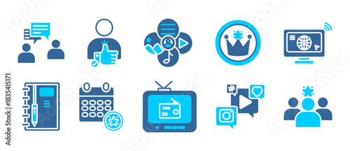 Public relations icon collection set.dual tone style.
