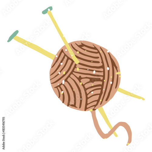 Pastel wool ball and sewing needles