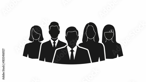 Silhouettes of a diverse business team or professional group of people.