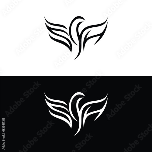 Abstract phoenix fire logo design