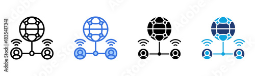 Global Network icon Multi Style Vector Illustration