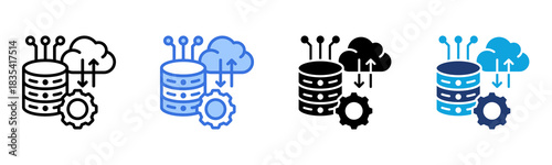 Cloud Database icon Multi Style Vector Illustration