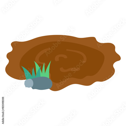 Nature scenery mud puddle semi flat