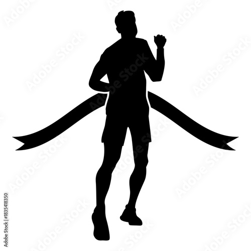 Man runner on the finish line cut out
