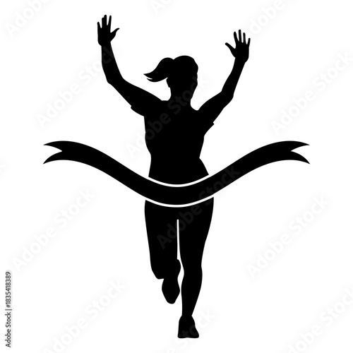 Marathon runner on the finish line cut out