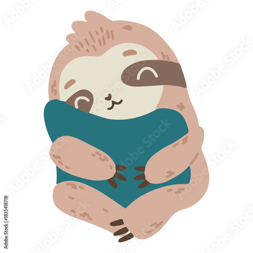 Cute sloth hugging a pillow
