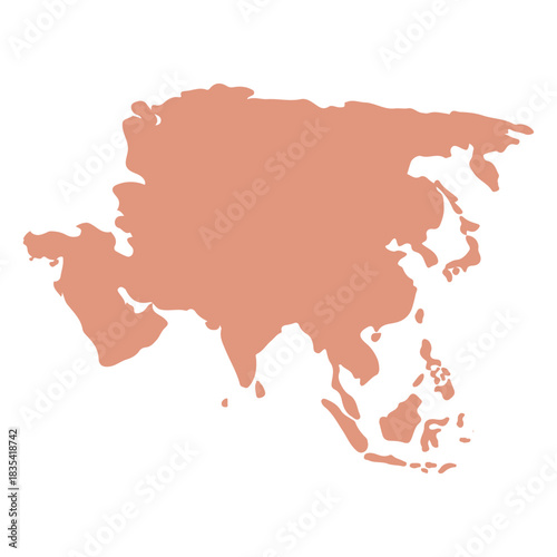 Asian Continent Map Silhouette