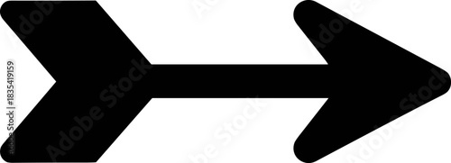 Bold Symmetrical Horizontal Arrow Icon Vector Illustration - Flat Black Exchange Symbol for Data Transfer, Navigation Interface, Right Direction Movement, and UI Design Elements.