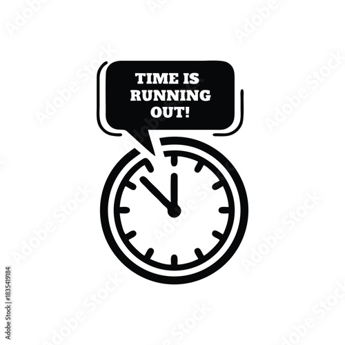 Time is Running Out Icon: Clock with Speech Bubble