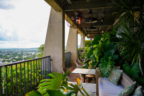 Restaurant with scenic views on the first floor of Torre El Vigía observation tower in Ponce, Puerto Rico