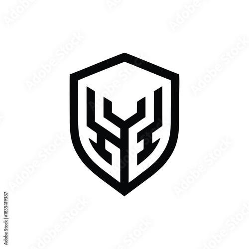 Abstract Emblem Logo: Shield with Monogram or Antler Design