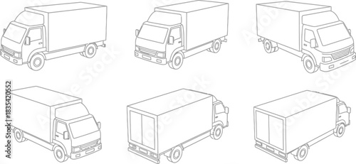 Delivery trucks transport logistics shipping freight cargo vehicle outline