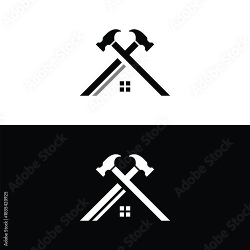 home repair hammer roof logo