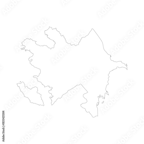 Azerbaijan map outline boundaries black line vector design on white background
