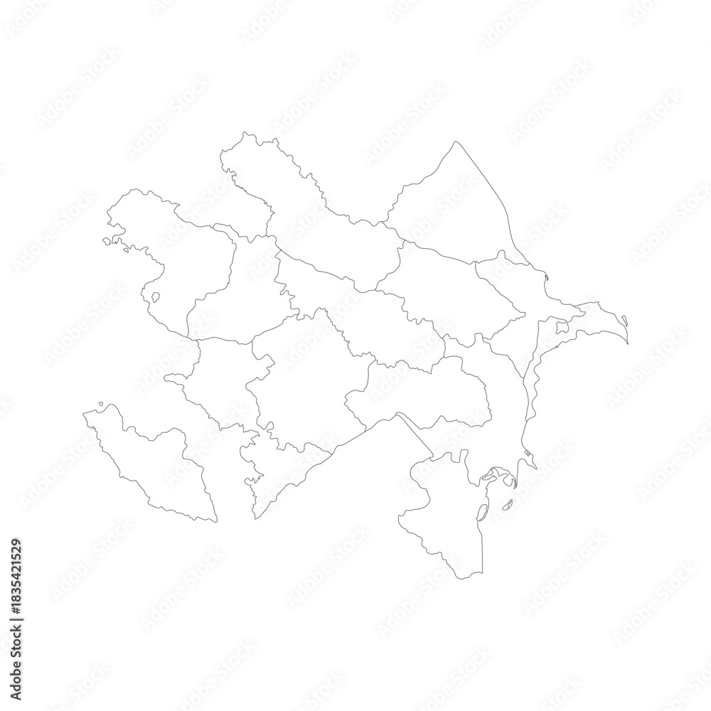 Obraz premium Azerbaijan map with province area outline boundaries lines vector design art on white background