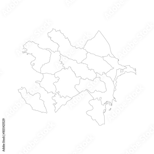 Azerbaijan map with province area outline boundaries lines vector design art on white background