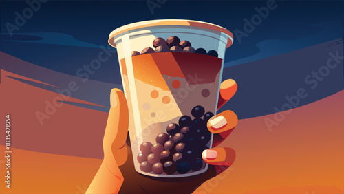 Enjoying delicious bubble tea in hand, a refreshing treat perfect for summer days