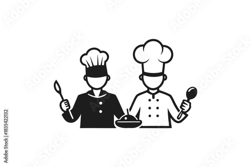 Chef cooking silhouette vector illustration isolated on white background