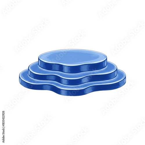 Blue Podium Stage With Multiple Tiers.