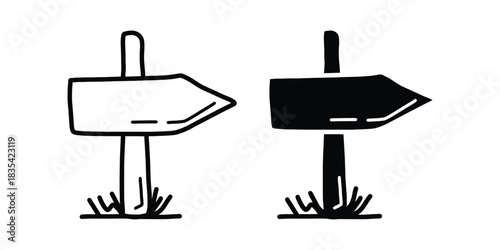 Direction Sign Doodle. Hand-Drawn Arrow Signpost Vector