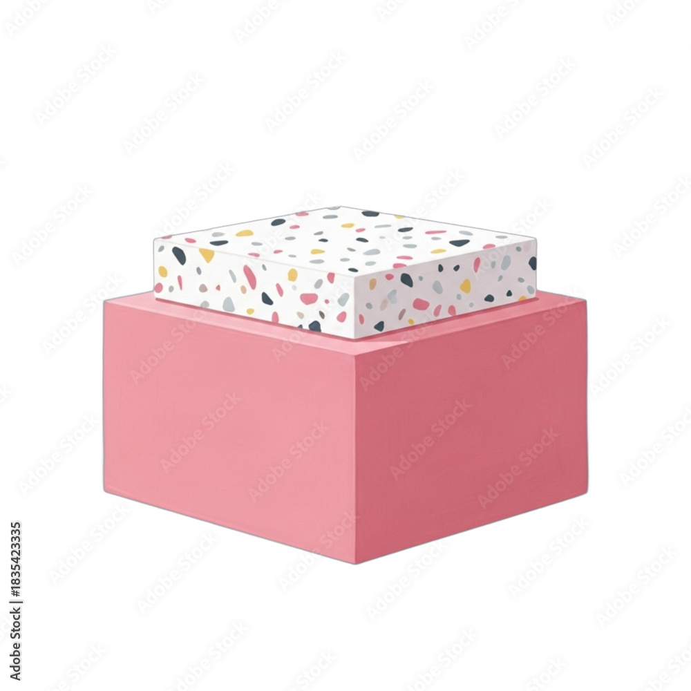 Fototapeta premium Pink box with terrazzo pattern lid.