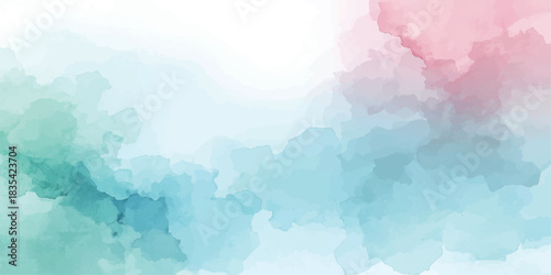 Soft pastel watercolor texture, ideal for background use in design projects or prints.Abstract background with blue and pink watercolor paint. abstract color powder explosion on white background.