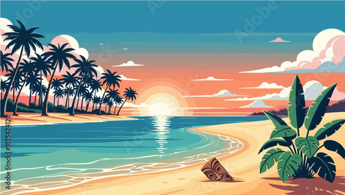 tropical beach with palm trees
