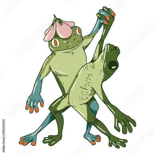 Dancing cottagecore frogs